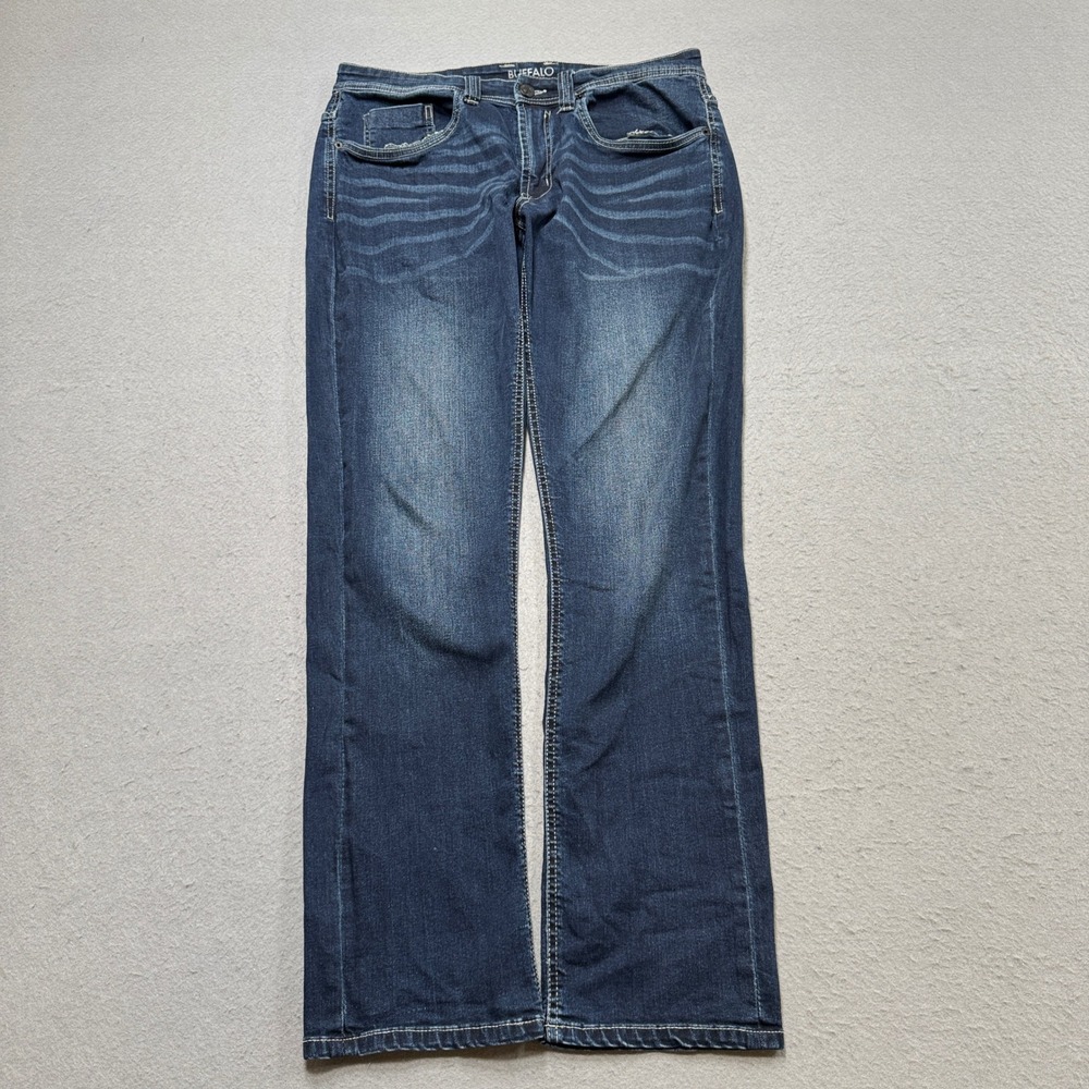 Buffalo David Bitton Jeans Men's 34x32 Blue Denim Evan-X Slim Straight Stretch‎